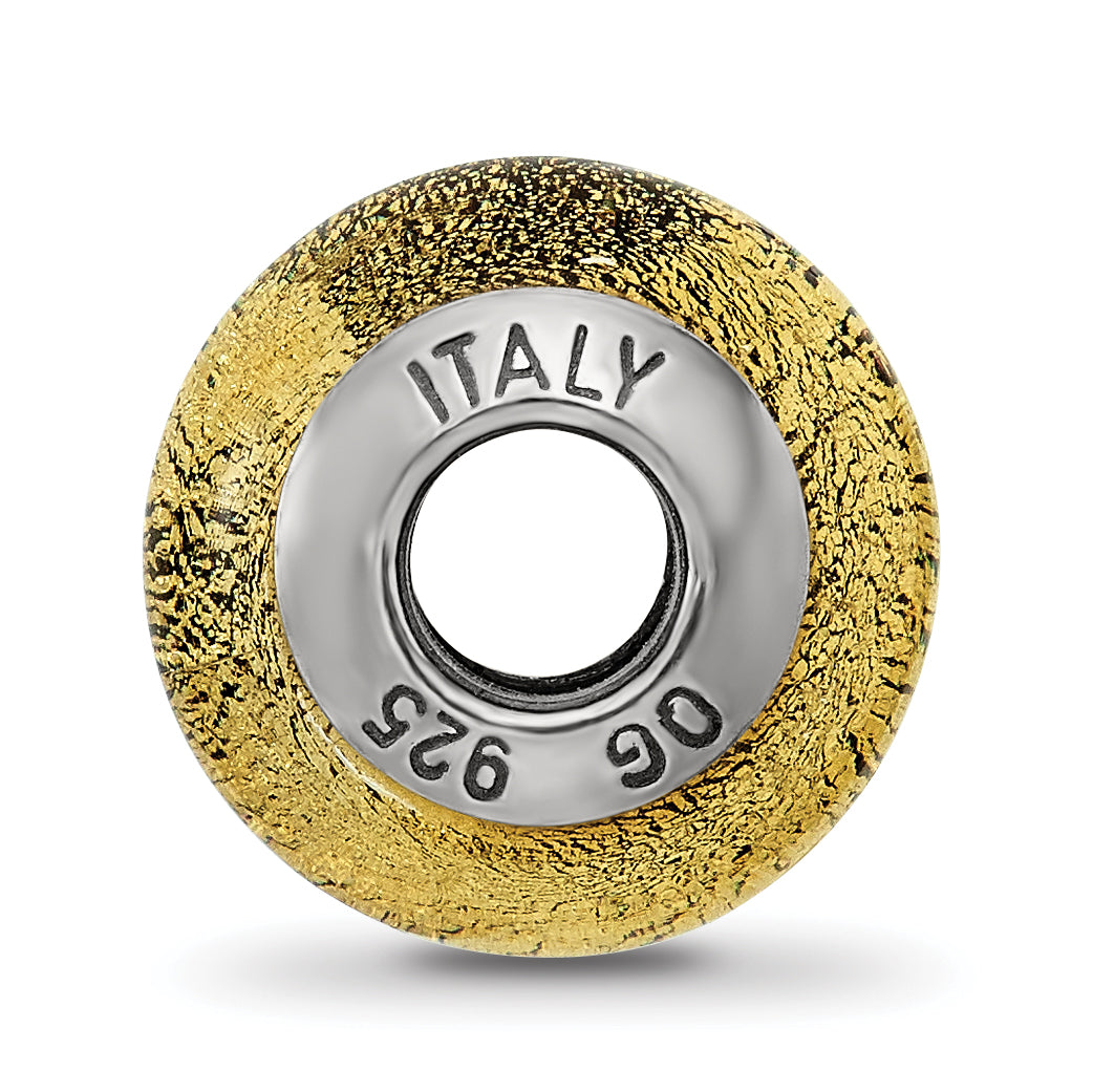 Sterling Silver 925 Glass Bead with Italian Olive Glitter Polished Finish Secondary image