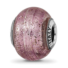 Sterling Silver Reflections Italian Pink Glitter Glass Bead