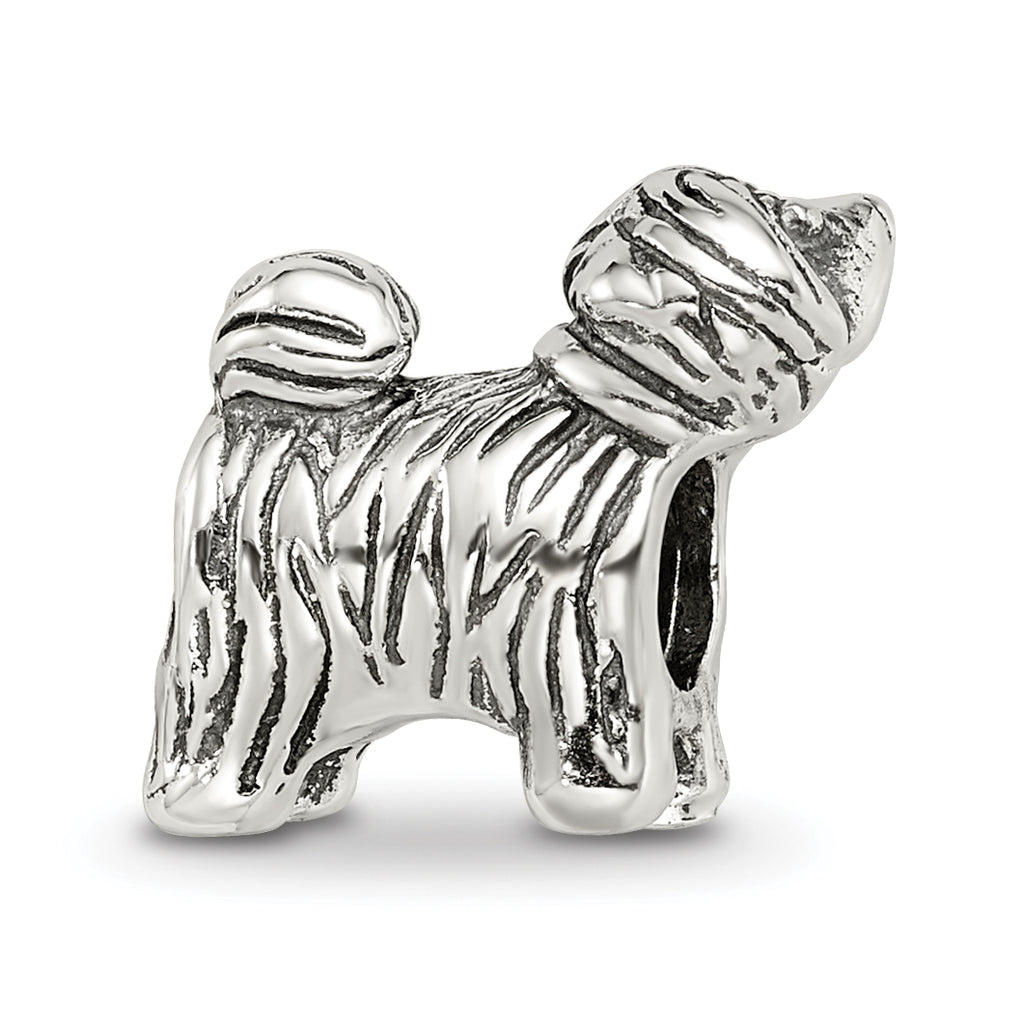 Sterling Silver 925 Antiqued Puppy Bead with Solid Casted Design