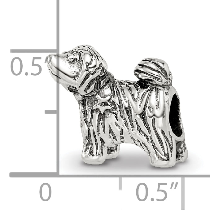 Sterling Silver 925 Antiqued Puppy Bead with Solid Casted Design