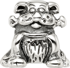 Sterling Silver 925 Antiqued Dog with Bone Themed Bead Solid Casted