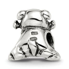 Sterling Silver 925 Antiqued Dog with Bone Themed Bead Solid Casted