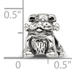 Sterling Silver 925 Antiqued Dog with Bone Themed Bead Solid Casted