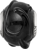 Sterling Silver 925 Glass Bead with Textured Lines Polished Finish Elegant Design