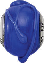 Sterling Silver 925 Glass Bead with Textured Dark Blue Finish