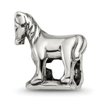 Sterling Silver 925 Horse Bead with Antiqued Finish Solid Cast Design