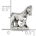 Sterling Silver 925 Horse Bead with Antiqued Finish Solid Cast Design
