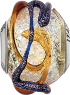 Italian Blue & Brown Glass Bead in Sterling Silver