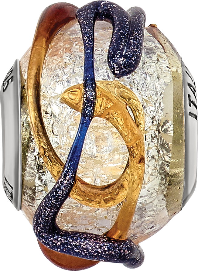 Italian Blue & Brown Glass Bead in Sterling Silver
