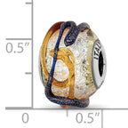 Italian Blue & Brown Glass Bead in Sterling Silver
