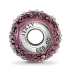 Sterling Silver 925 Light Purple Textured Glass Bead Polished Elegant Charm
