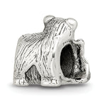Sterling Silver 925 Mama & Baby Bear Bead with Antiqued Finish