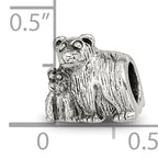 Sterling Silver 925 Mama & Baby Bear Bead with Antiqued Finish