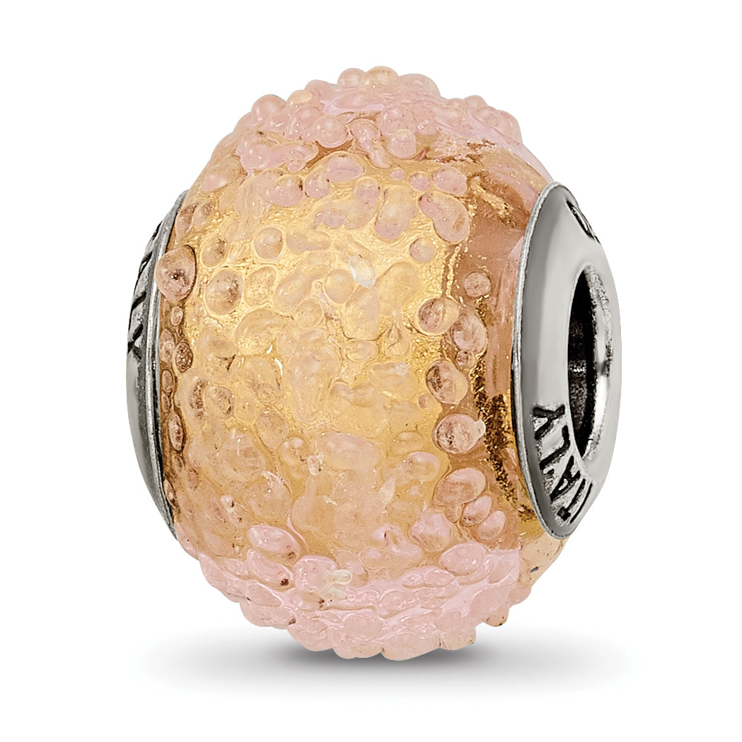Sterling Silver Reflections Italian Yellow Textured Glass Bead Main image