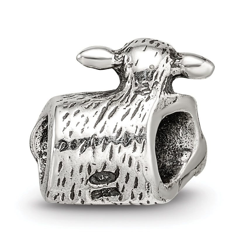 Sterling Silver 925 Lamb Bead with Antiqued Finish Solid Theme