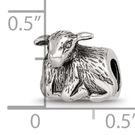 Sterling Silver 925 Lamb Bead with Antiqued Finish Solid Theme