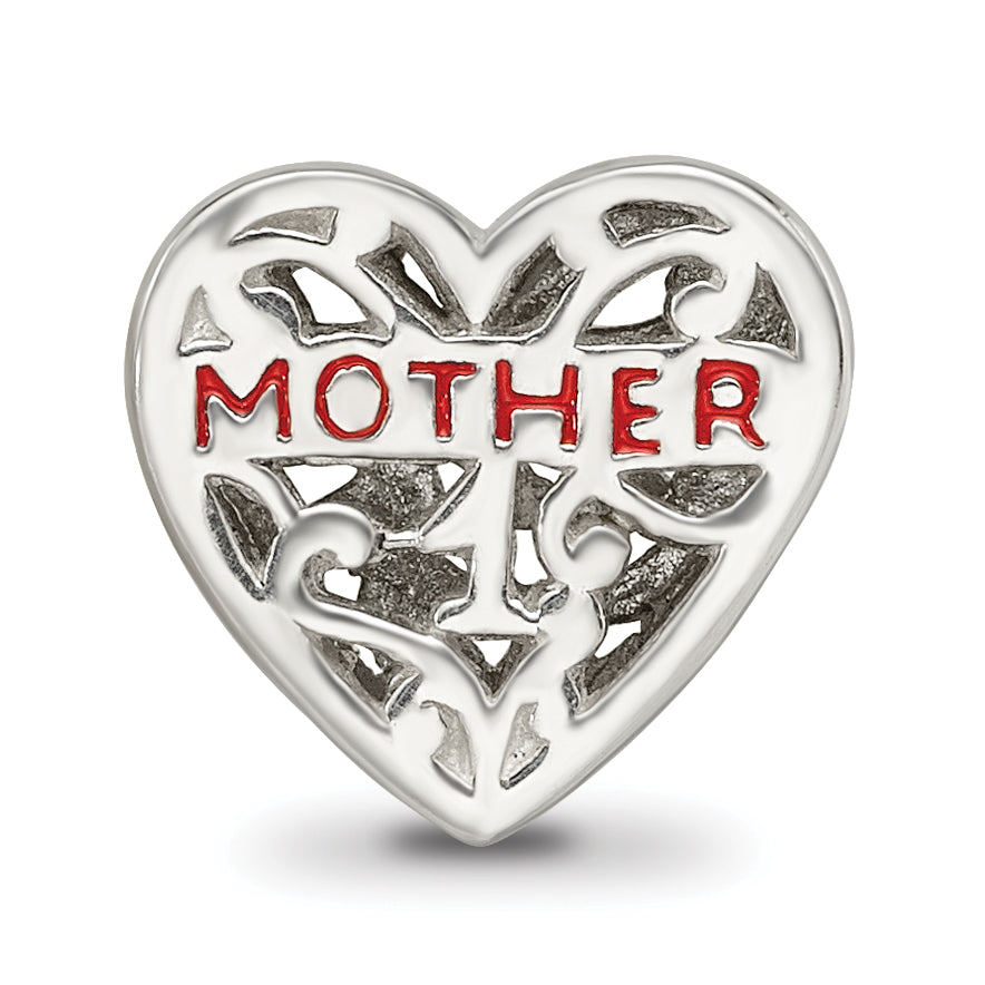 Sterling Silver 925 Enameled Mother Bead with Solid Cast Design