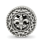 Sterling Silver 925 Fleur de Lis Bead Solid Casted Elegant Themed Design
