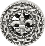 Sterling Silver 925 Fleur de Lis Bead Solid Casted Elegant Themed Design