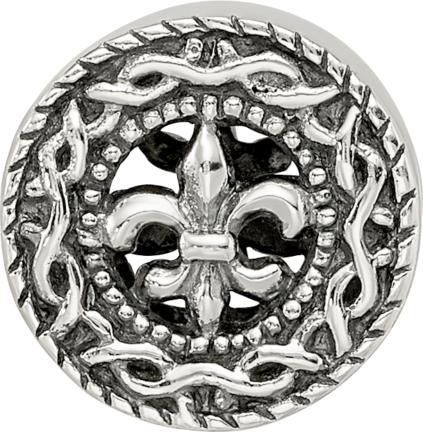 Sterling Silver 925 Fleur de Lis Bead Solid Casted Elegant Themed Design