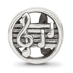 Sterling Silver 925 Music Notes Bead with Solid Cast Design