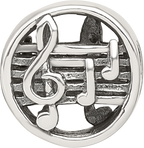 Sterling Silver 925 Music Notes Bead with Solid Cast Design