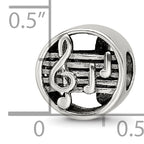 Sterling Silver 925 Music Notes Bead with Solid Cast Design