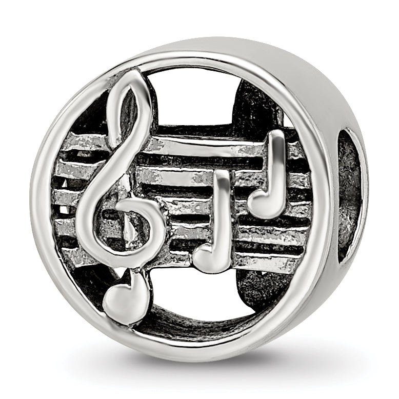 Sterling Silver Reflections Music Notes & Staff Bead Main image