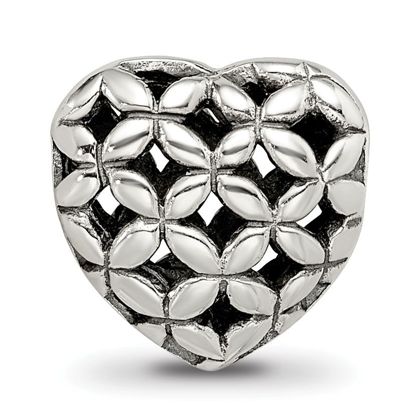 Sterling Silver 925 Heart Bead with Casted Solid Design