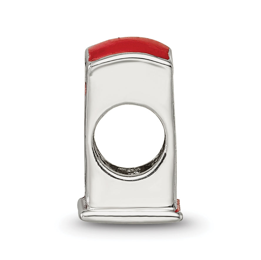 Sterling Silver 925 Enameled Telephone Booth Bead, Vintage-Inspired Solid Charm