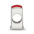 Sterling Silver 925 Enameled Telephone Booth Bead, Vintage-Inspired Solid Charm