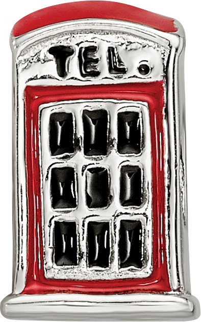 Sterling Silver Reflections Enameled Telephone Booth Bead