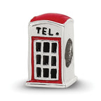 Sterling Silver Reflections Enameled Telephone Booth Bead