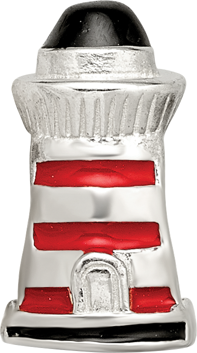 Sterling Silver 925 Enameled Lighthouse Bead with Nautical Theme