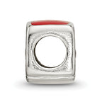 Sterling Silver 925 London Bus Bead with Enamel Accents Solid Cast Design