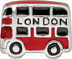 Sterling Silver 925 London Bus Bead with Enamel Accents Solid Cast Design
