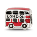 Sterling Silver 925 London Bus Bead with Enamel Accents Solid Cast Design