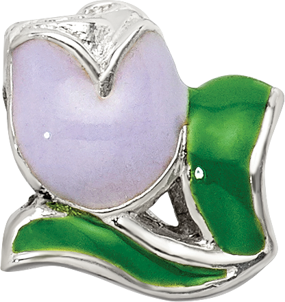 Sterling Silver 925 Kids Tulip Bead with Enamel Accents