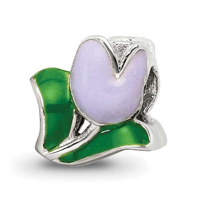 Sterling Silver 925 Kids Tulip Bead with Enamel Accents