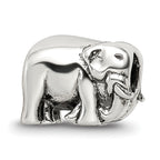 Sterling Silver 925 Elephant Bead with Antiqued Finish Solid Design