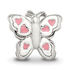 Sterling Silver 925 Kids Butterfly Bead with Pink Enamel Elegant Design