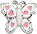 Sterling Silver 925 Kids Butterfly Bead with Pink Enamel Elegant Design