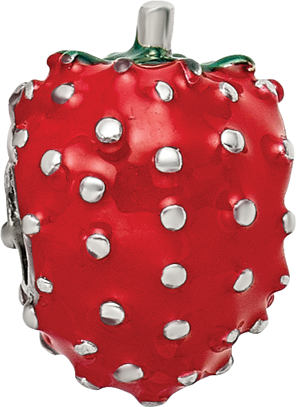 Sterling Silver Reflections Kids Enameled Strawberry Bead