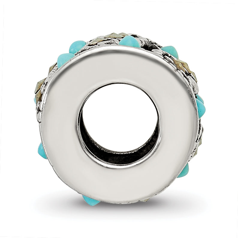 Sterling Silver Marcasite & Turquoise Bead with 12 Stones Elegant Finish