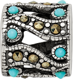 Sterling Silver Marcasite & Turquoise Bead with 12 Stones Elegant Finish