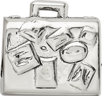 Sterling Silver 925 Suitcase Bead with Solid Casted Design
