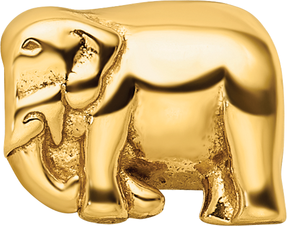 Sterling Silver 925 Gold-Plated Elephant Bead with Polished Finish