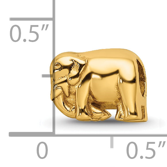 Sterling Silver 925 Gold-Plated Elephant Bead with Polished Finish