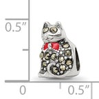 Sophia Jewelers Sterling Silver Marcasite & Enamel Cat Bead Charm