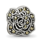 Sterling Silver 925 Marcasite Flower Bead Solid Vintage-Inspired Design